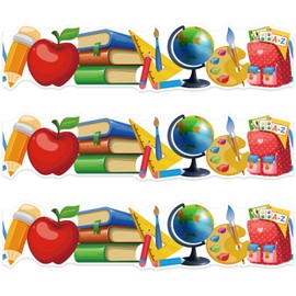 Back to School Borders, 67.2Ft School Theme Bulletin Board Borders Welcome Bulletin Board Classroom Decoration Back to School Border Trim for Classroom Bulletin Boards Chalkboard Wall Decor