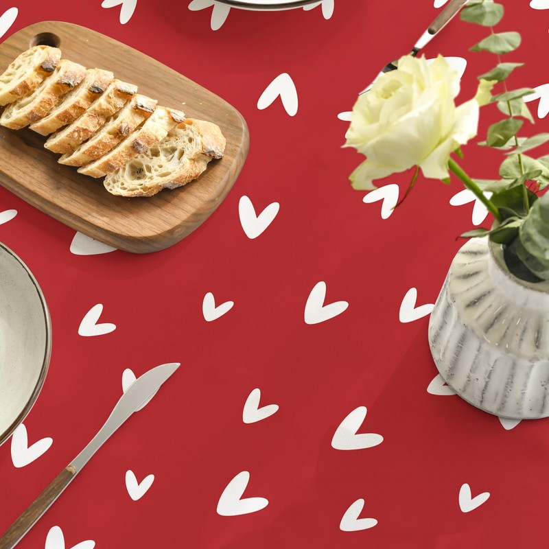 Horaldaily Valentine Tablecloth 70×70 Inch Round, Mini Love Hearts Red