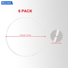 Worown 6 Pieces 15 cm Metal Rings for Crafts, White Metal Ring, Decorative Rings for Hanging for Making Wedding Wreath Decor and Wall Hanging