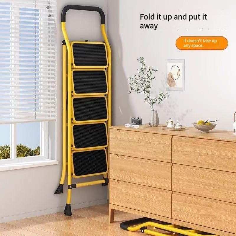 5 Step Ladder with Handrails, 300 lbs Capacity Folding Step