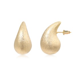 POSUR Teardrop 14K Gold Plated 925 Sterling Silver Post Hoop Earrings for Women | Enamel Colored Waterdrop Dupes Trendy Earrings | Lightweight Hypoallergenic, Large, Yellow Gold, No Gemstone