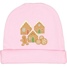 inktastic Gingerbread House and Cookies Christmas Decor Baby Beanie Hat Small Pink 46c74