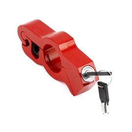 QWORK Heavy Duty Anti-Theft Adjustable Motorcycle Lock - A Grip/Throttle/Brake/Handlebar Lock for Bike, Scooter, Moped or ATV, Red
