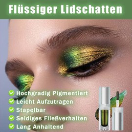EONFAVE Liquid Chameleon Eyeshadow, Green Glitter Shimmering Eyeshadow, Double Colour Eyeshadow Metallic, Long-Lasting Waterproof for Green Eye Makeup, Fantastic Colour Changing Effect