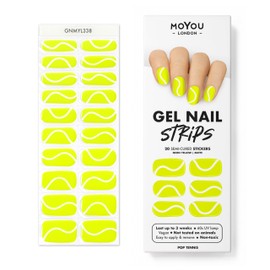 MOYOU LONDON Semi Cured Gel Nail Strips, 20 Pc. Gel Wraps for Nails, Easy Apply & Remove for Salon-Quality Manicure, Works with Any Nail Lamps - Pop Tennis