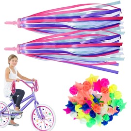 RSYHVG Kids Bike Accessories Set, Bike Tassels + 36Pcs Spoke Beads for Kids Girls, Rainbow Bike Accessories Colorful Tassel Ribbons Bicycle Clip Beads Kids Bike Accessories for Micro Scooter Tricycle