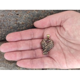 Kiss of Leather Raven Pendant Bronze with Cotton Cord, Bronze