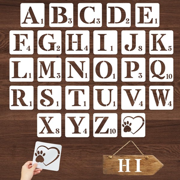 Pack of 27 Stencils, Letters, 5.8 Inch Letter Stencils, Large,