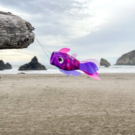 In the Breeze 5222 — 15-inch Lavender Damsel Fish Windsock — Colorful Purple Fishsock Hanging Garden Decor with Detailed Printed Graphics