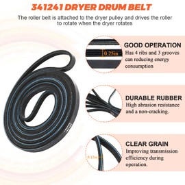 341241 691366 Dryer Drum Belt & Pulley Kit by Beaquicy - Replacement for Whirl-Pool Ken-More Dryer - Replaces PS346995 AP2946843 EAP346995 W10131364