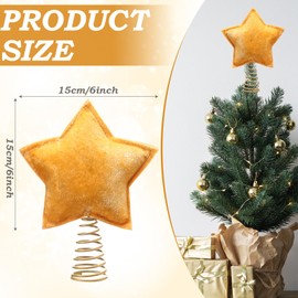Gejoy Mini Velvet Gold Christmas Star Tree Topper Natural Rustic 6 Inch Miniature Star Tree Topper for Christmas Home Decor Winter Holiday