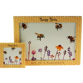 LP Set Of 4 Busy Bumble Bee Place Mats And Coasters