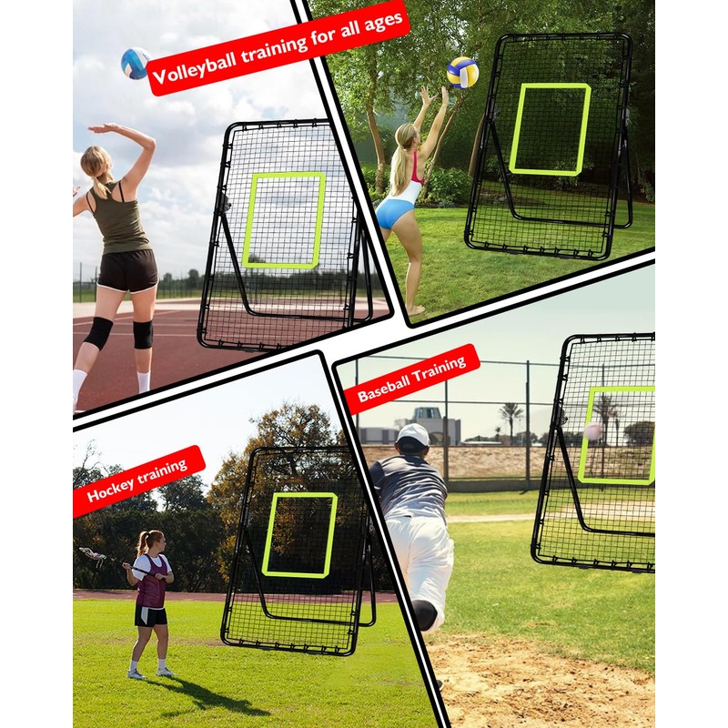 7x4FT Volleyball Rebounder Net Set with Training Accessories, Portable Bounce