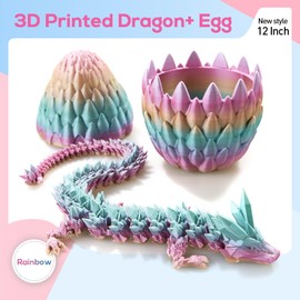 3D Printed Dragon,Dragon Eggs with Dragon Inside,12''Full Articulated Crystal Dragon,Dragon Egg,3D Printed Gifts for Children, Classroom Prizes