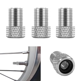 PHIOMUUE 4pcs Presta Valve Adapter,Bike Pump Adaptor, Presta to Schrader Valve Adapter, Bike Pump Adapter Converter,Rubber Inner Ring,Inflate Tire Using Standard Pump or Air Compressor(Silver)