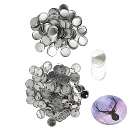 100 Sets Blank Button Badge Parts Set Round Shape Rust Prevention Easy Print Button Pin Badge Kit for Button Making Machine 32mm/1.3in
