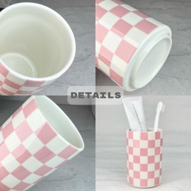 NAKOR HOME Ceramic Toothbrush Holder, Pink Toothbrush Holders for Bathrooms, Modern Cute Girly Tooth Brush Tumbler, Toothbrushes Toothpaste Cup for Bath Countertop Storage, Girls Bathroom Decor