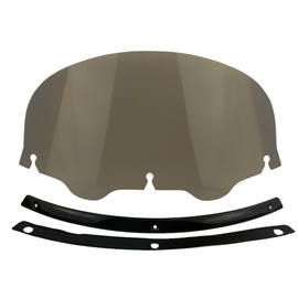 10.5inch Smoke Windshield + Gloss Black Windshield Trim Windscreen Compatible for 1996-2013 Harley Davidson Touring Street Glide Electra Glide