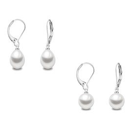 16 Pairs Pearl Earrings Sets.Composite Mixed Sizes Imitation Pearl Jewelry pack,Hypoallergenic Surgical Steel Stud & Hoop Dangle Earrings for Daily Wear Gift for Women (Silver)
