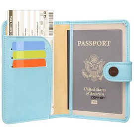 ZOPPEN Passport Holder Women, Passport Cover Travel Wallet Rfid Blocking Passport Wallet Cover Case Travel Essentials Document Organizer, #3 Paradise Blue, One Size, Stylish