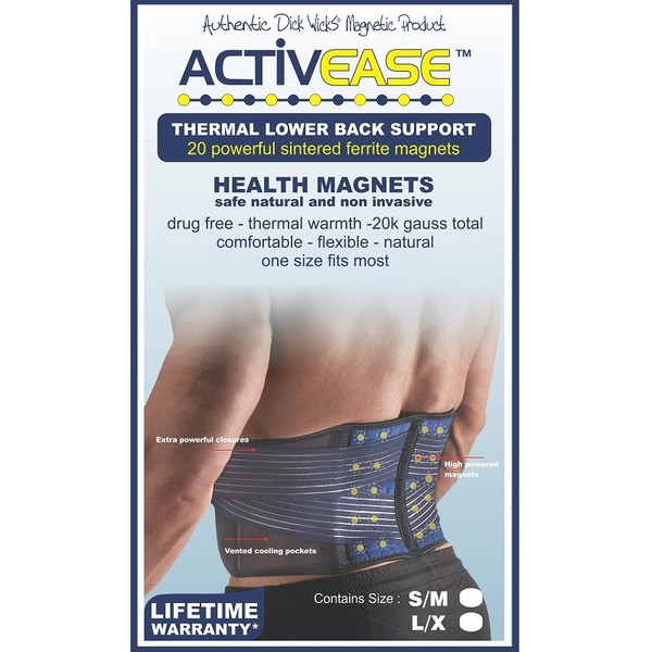 Dick Wicks Activease Magnetic Back Support Small/Medium Waist 95cm