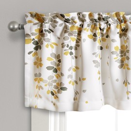 Lush Decor Weeping Flowers Window Valance for Kitchen, Living Room, Dining Room, Bedroom, Valance, Yellow & Grey