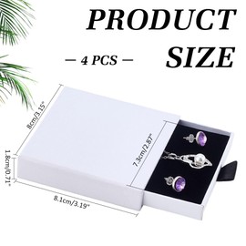 CRAFTYMELODY 4 Pack Jewelry Gift Boxes Cardboard Square Drawer Boxes 3.15x3.19x0.71 Inch White Jewelry Box with Sponge Inside Display Organizers for Bracelets Earrings Necklaces Ring Gift Storage