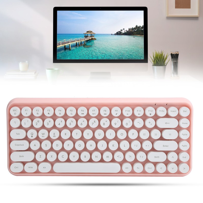 Ajazz Wireless Keyboard Bluetooth 84 Keys Retro Round Keycap Gaming