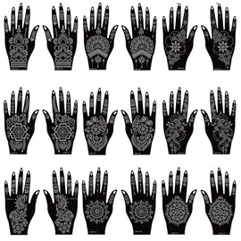 18 Sheets Henna Stencils Henna Tattoo Stencil Kit, Hand Henna Temporary Tattoo Stencils for Women and Girls Arabian Realistic Tattoo Stickers