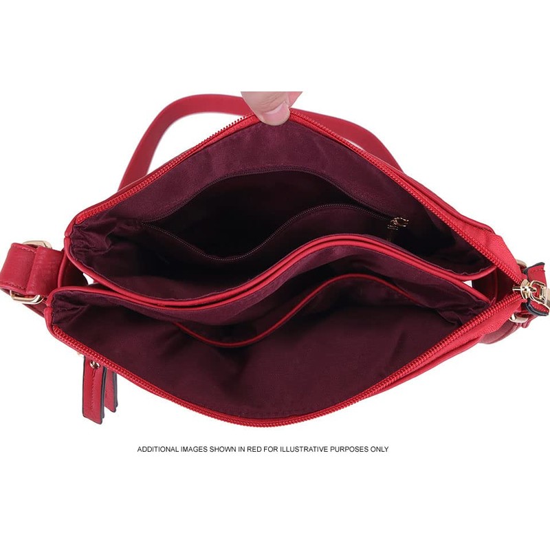 The Accessory Co. Womens Cross Body Bag Messenger Multi Compartment