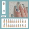 24Pcs Fake Nails Press on Nails Long Square Coffin French