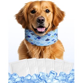 Hosiwei Dog Cooling Collar with Ice Packs - Adjustable Pet Cooling Bandana for Summer, Reusable & Freezable Neck Wrap Scarf for Dogs - Hot Weather Chill Out Accessory