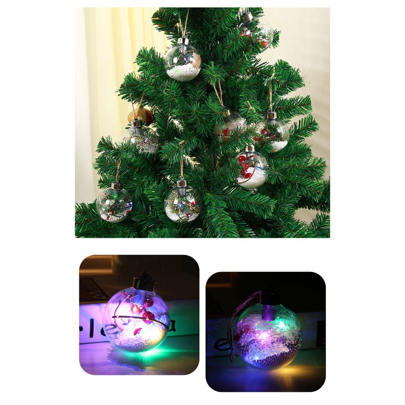 6Pcs Shining Christmas Balls with LED Light Pendants Refillable Ball