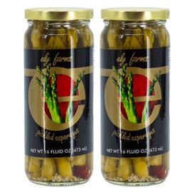 Ely Farms Pickled Asparagus - Unique and Irresistible Taste - Crunchy Spears with a Garlic and Dill Flavor - Made with a Family Recipe - 16 oz Jar - 2-Pack