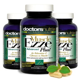 Pack of 3 Natural Relaxant Muscle Ezze Plus Advanced Day-Time Night-Time 24-7 Maximum Strength Capsules