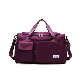 Gym Bag for Women Men Sports Duffel Bag with Shoes Compartment Waterproof Travel Duffle Bag with Dry Wet Separated Pocket Overnight Carry Luggage Bag for Weekender - Color: Purple