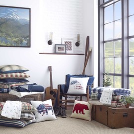 Eddie Bauer Home | Edgewood Collection | Duvet Cover Set-100% Cotton, Reversible Bedding with Matching Shams, Pre-Shrunk & Brushed for Extra Softness, King, Red