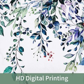 MitoVilla 4 Pcs Green Eucalyptus Bathroom Sets with Shower Curtain and Rugs, Blue Modern Shower Curtain Sets with Rugs for Bathroom Decor, Bathroom Decor Curtain Sets with Mats and Accessories