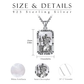 Heiliger Christophorus Halskette für Männer, St. Christopher/Jesus Halskette 925 Sterling Silber Antik Religiöser Anhänger Männer Halsketten Talisman Schmuck Taufe Abschluss Geschenke, Sterling Silber
