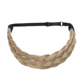 Braided Headband Plaited Hair Band Chunky Braided Headband Elastic Stretch Braid Hairband Wide Plaited Braids Synthetic Hairpiece Girls And Women (Large-five strands braided, natural blonde)