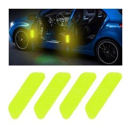 BESULEN Car Door Open Reflective Stickers, 4PCS Night Visibility Safety Warning Protective Strip, Auto Anti-Collision Decorative Decals, Universal Vehicle Accessories for Most Cars (Green)