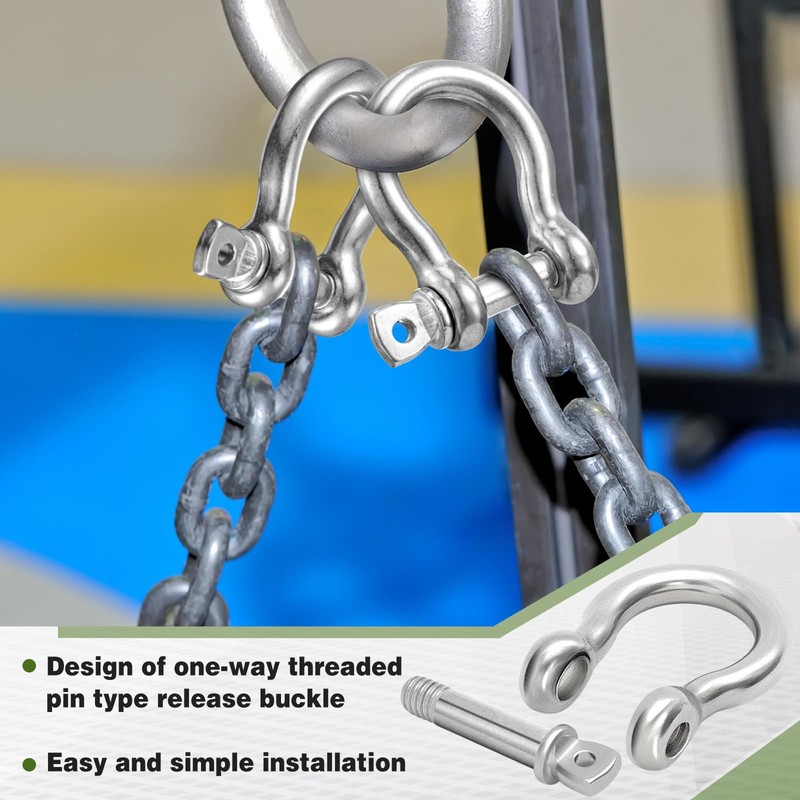 100 Pcs 1/4 Inch D Ring Shackle Rugged 3.8 Ton(8377