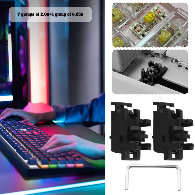 Micro Traders 7Pcs 2U Stabilizers & 1Pcs 6.25U Stabilizer Replacement