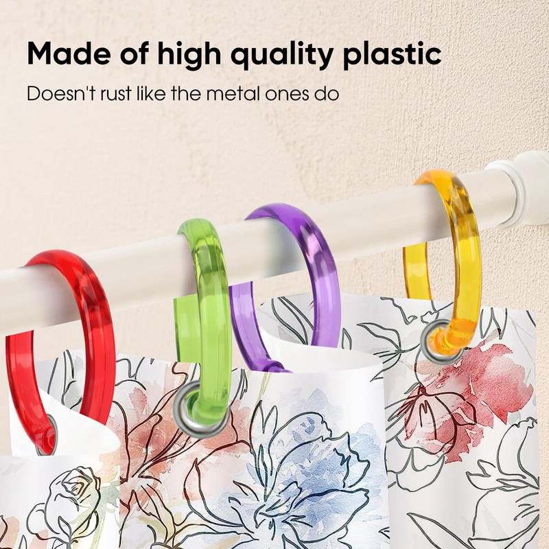 Premium Plastic Shower Curtain Rings Shower Curtain Hooks Gliding on