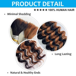 Boho Braids Human Hair Braiding Hair 20 Inches 100g 1B/30 Black And Brown Deep Wave Bulk Human Hair For Braiding