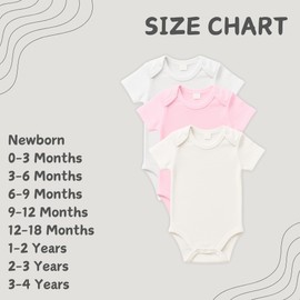 rise&Raba Baby Bodysuit 3 Pcs | 100% Organic Cotton Half Sleeve Comfortable Button Baby Vests for Boys and Girls | Cute,Cosy, Soft 0-4 Years Unisex Onesies (White-Ecru-Pink, 0-3 Month)