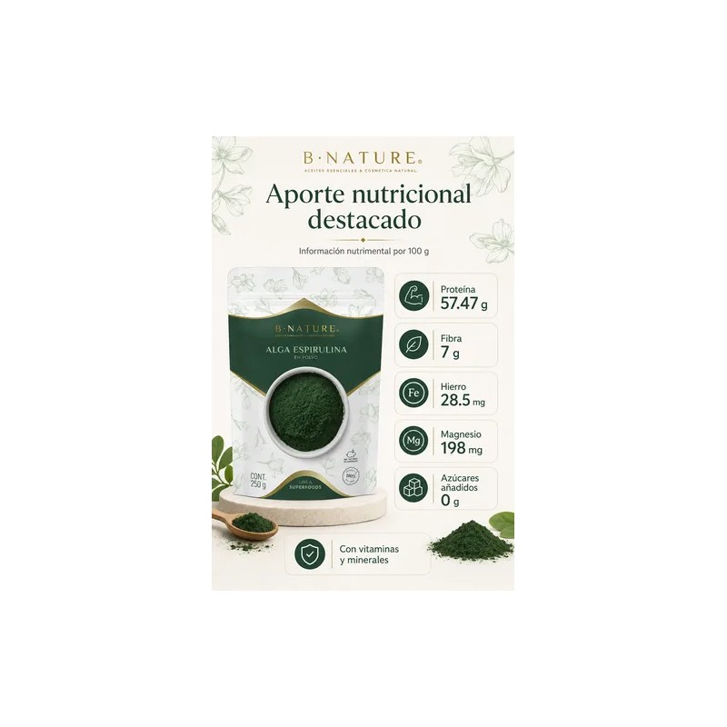 Alga Espirulina En Polvo B Nature 250 G Natural