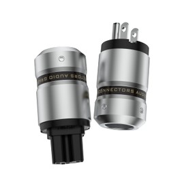 Tertullus Aluminium HiFi Power Plug Rhodium Plated 3 Prong Male Power Connector AC Plug Audio Grade US+IEC C15 Power Connector for DIY Audiophile Power Cord