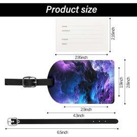 Cabreche 2 Pack Luggage Tag Suitcase Tags PU Leather Identifiers Privacy Cover Luggage Tags Aesthetic Cute Travel Bag Labels and Address Card for Women Girls Men-Purple Sky