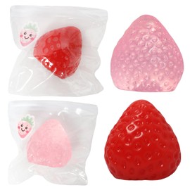 Squishy Strawberry,Cute Squeeze Toys,Kawaii Squishies PVC Toys,Stress Relieving Fur Ball OPP Packaging Gifts Fidget Toys for Anxiety&Relaxation for Kids Adults (2pcs)